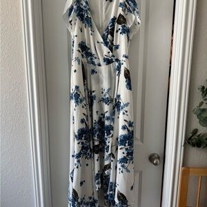 Floral Blue and White Dress